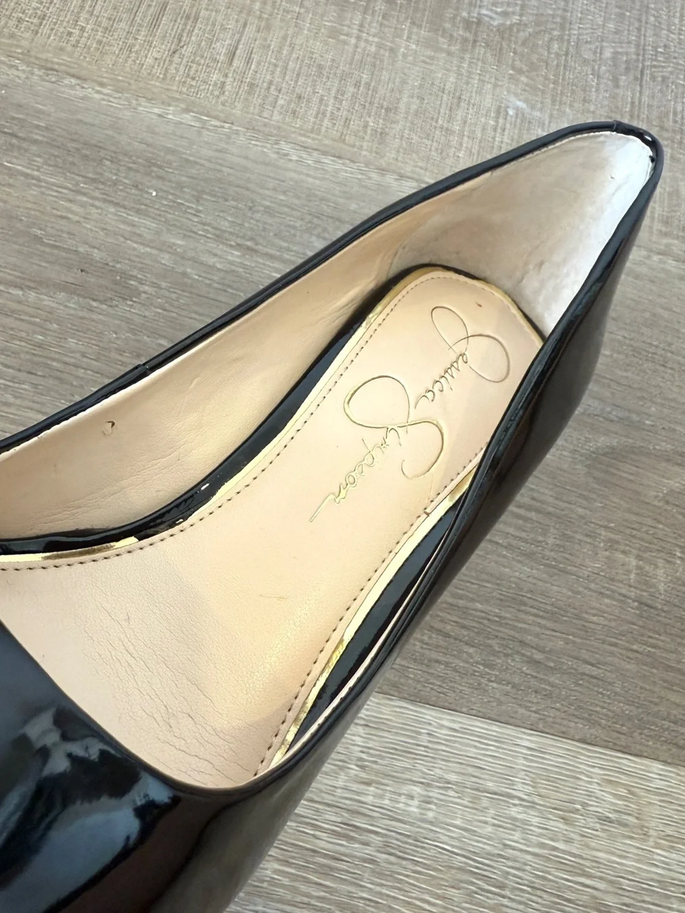 Jessica Simpson Cassani Size 7.5 Black Patent Pointed Toe Stiletto Pumps